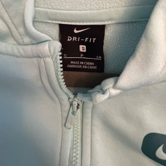 Nike mint green girls zip up hooded sweatshirt - Picture 2 of 2